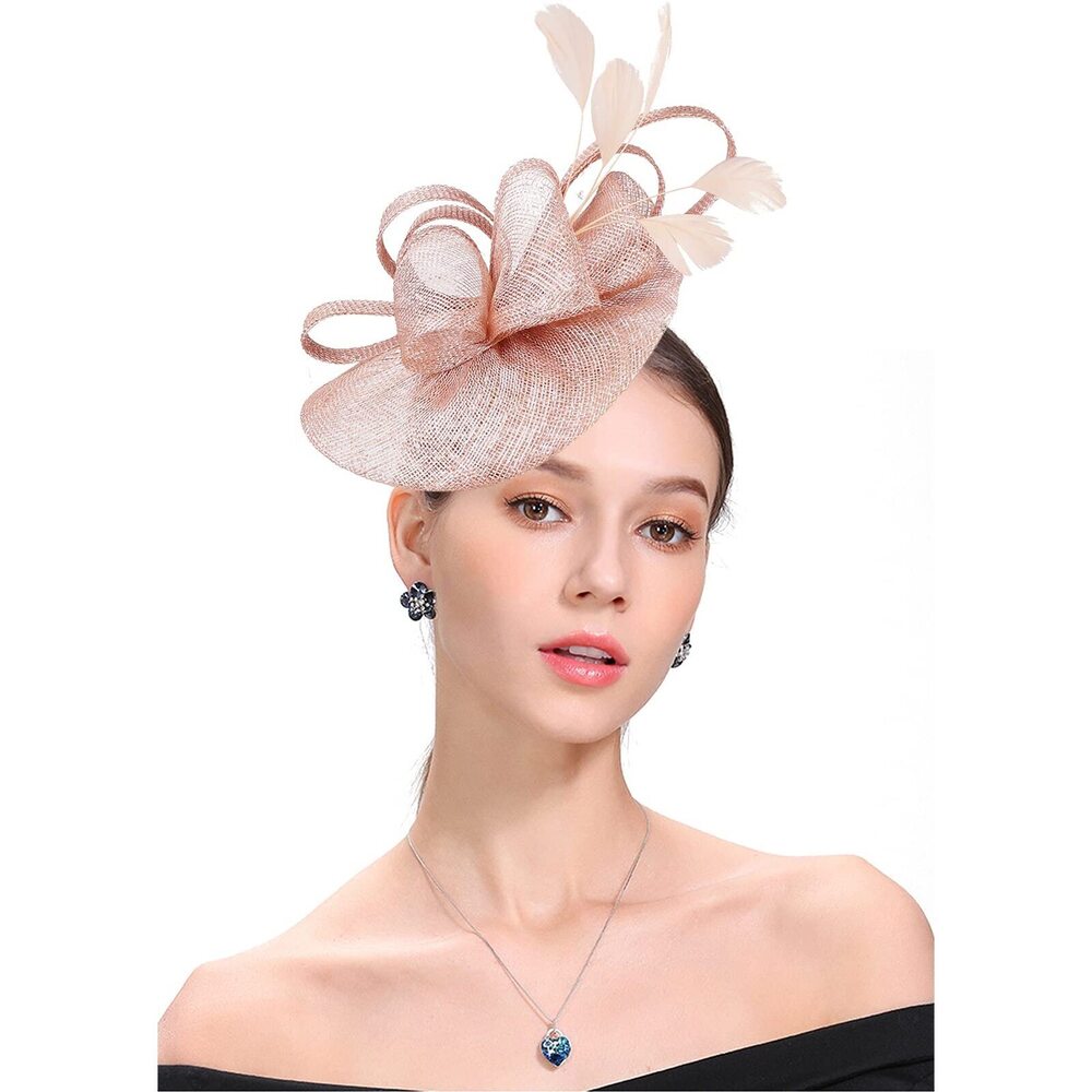 8933 Sinamay Fascinator Hats For Women Wedding Tea Party Headband Flower - Picture 3 of 7